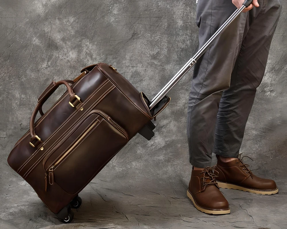 carry on leather duffle bag